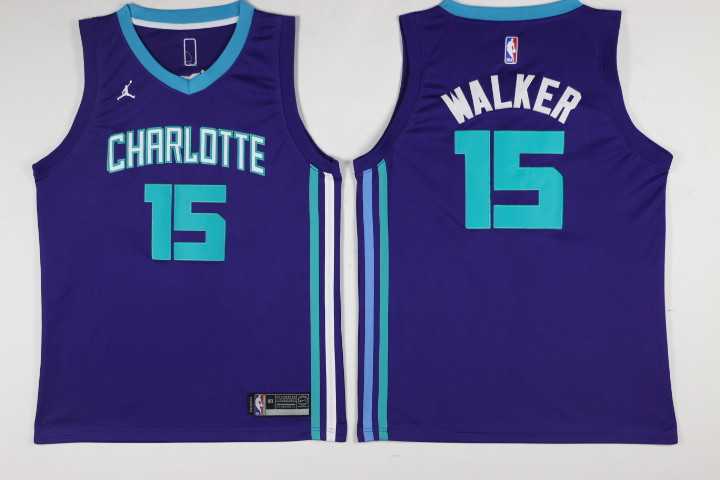 New Orleans Hornets #15 Kemba Walker Purple Nike Swingman Stitched NBA Jersey